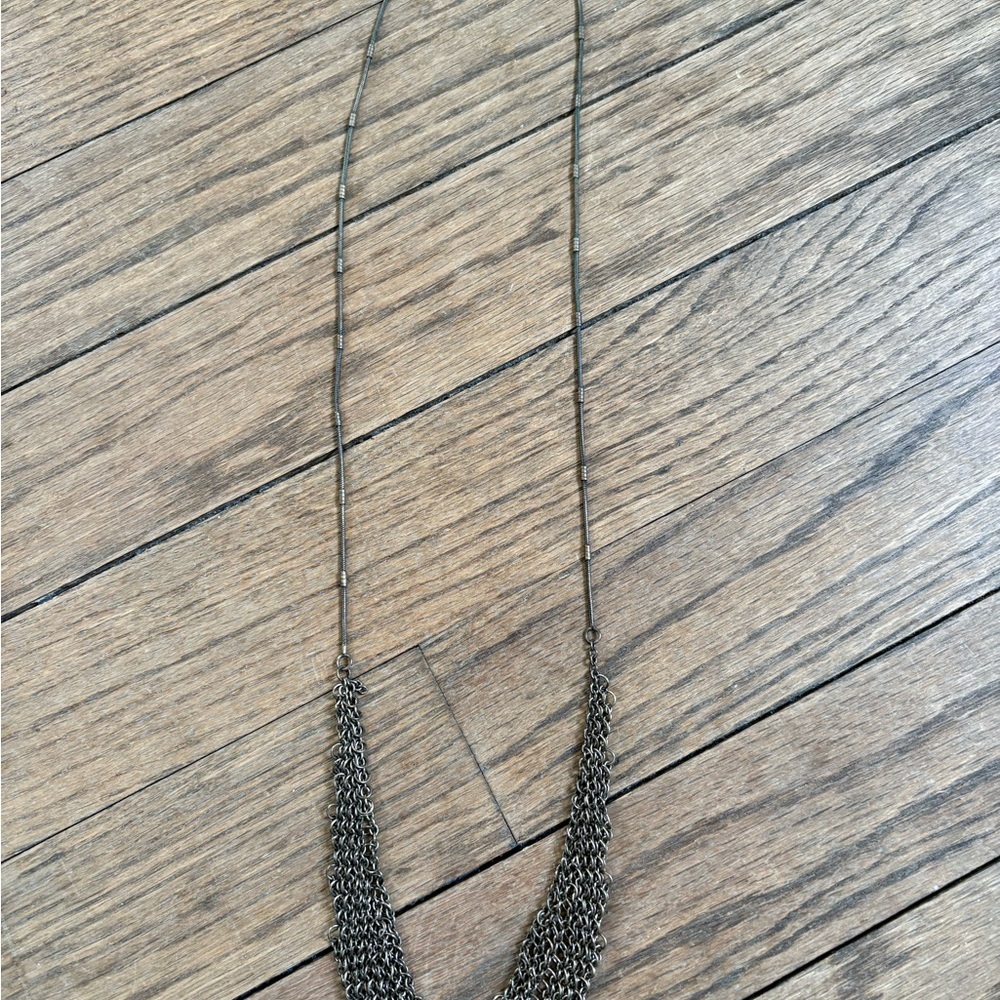 Bohemian Vintage Brass chain mail Necklace with Textured Design